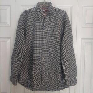 Men's Tommy Hilfiger Long Sleeve Button Down Shirt Blue Checker Size XL EUC